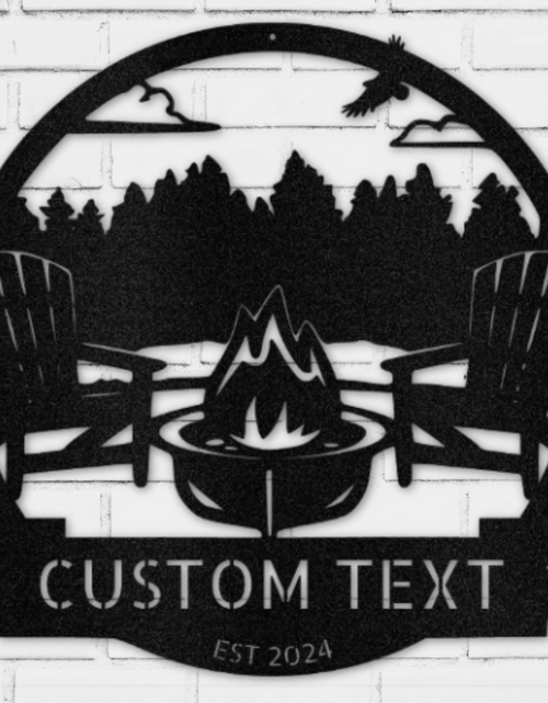 Load image into Gallery viewer, Lake Scene Metal Sign - Personalized Gifts - Custom Campfire and Camper Decor Sign