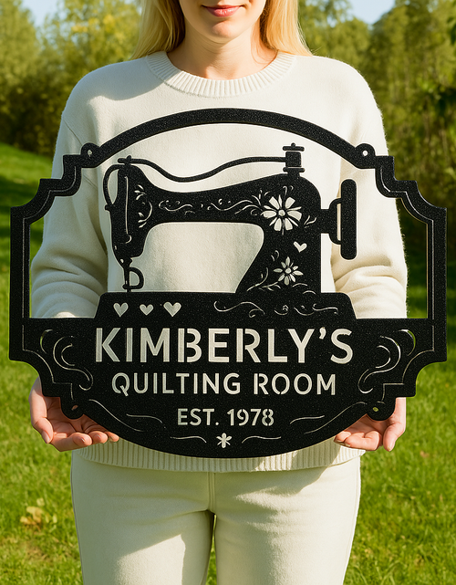Load image into Gallery viewer, Custom Sewing & Quilting Room Metal Sign - Wall Decor