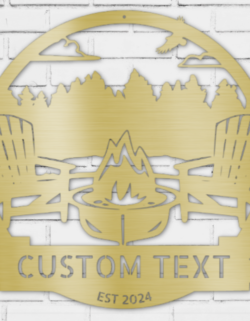 Load image into Gallery viewer, Lake Scene Metal Sign - Personalized Gifts - Custom Campfire and Camper Decor Sign