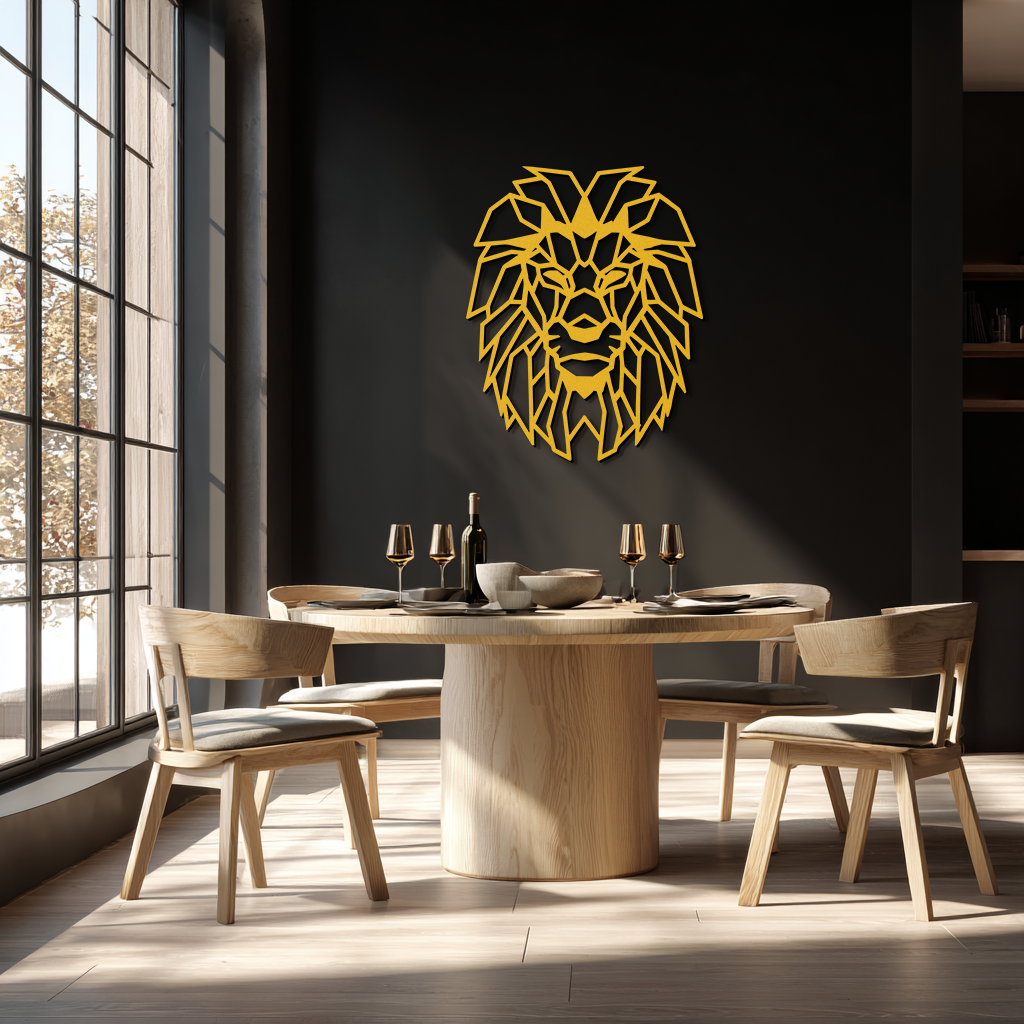 Geometric Lion Metal Wall Art - Steel Wall Decor for Home and Office - KAF008