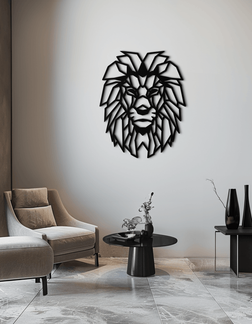 Load image into Gallery viewer, Geometric Lion Metal Wall Art - Steel Wall Decor for Home and Office - KAF008
