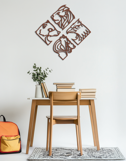 Load image into Gallery viewer, Four Animal Totem Metal Wall Art - Steel Wall Decor for Home and Office - KAF013