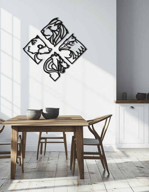Load image into Gallery viewer, Four Animal Totem Metal Wall Art - Steel Wall Decor for Home and Office - KAF013
