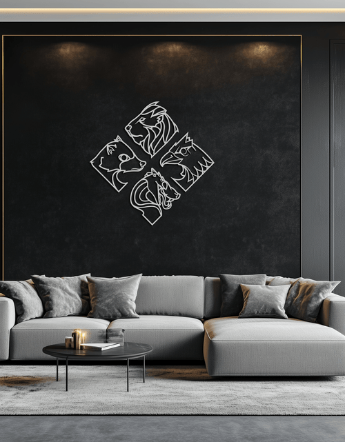 Load image into Gallery viewer, Four Animal Totem Metal Wall Art - Steel Wall Decor for Home and Office - KAF013