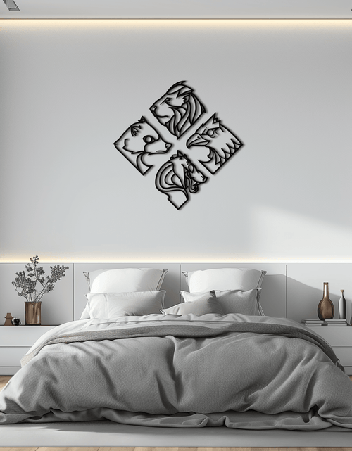 Load image into Gallery viewer, Four Animal Totem Metal Wall Art - Steel Wall Decor for Home and Office - KAF013