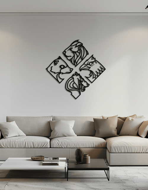 Load image into Gallery viewer, Four Animal Totem Metal Wall Art - Steel Wall Decor for Home and Office - KAF013