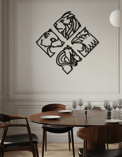 Load image into Gallery viewer, Four Animal Totem Metal Wall Art - Steel Wall Decor for Home and Office - KAF013