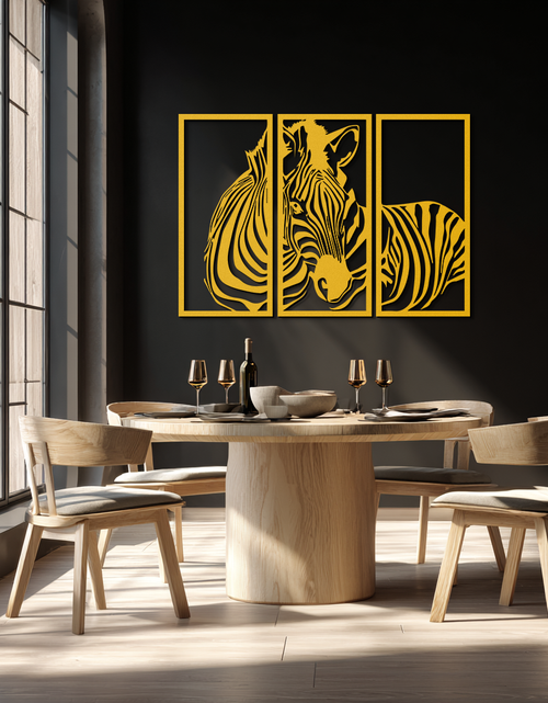 Load image into Gallery viewer, Zebra Panel Metal Wall Art - Steel Wall Decor for Home and Office - KAF014
