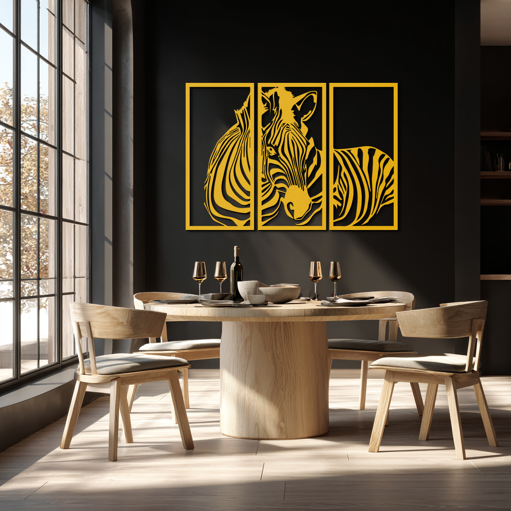 Zebra Panel Metal Wall Art - Steel Wall Decor for Home and Office - KAF014
