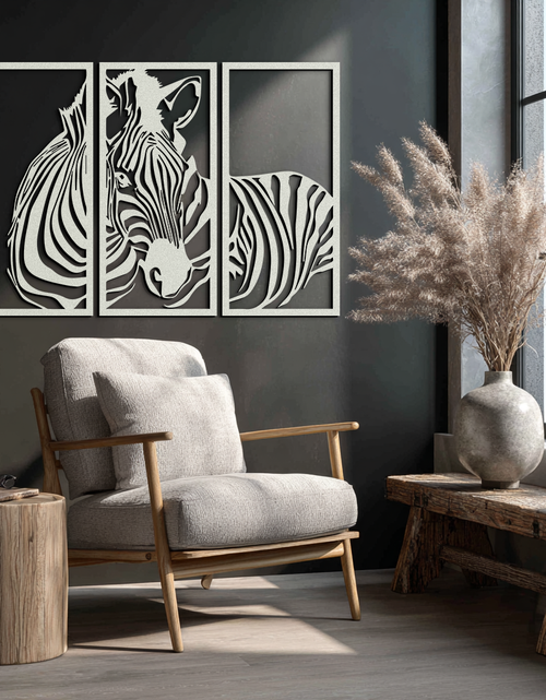 Load image into Gallery viewer, Zebra Panel Metal Wall Art - Steel Wall Decor for Home and Office - KAF014