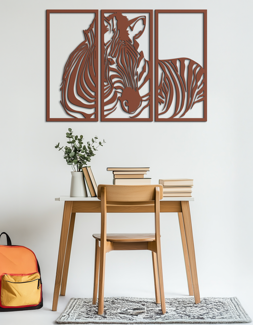 Load image into Gallery viewer, Zebra Panel Metal Wall Art - Steel Wall Decor for Home and Office - KAF014