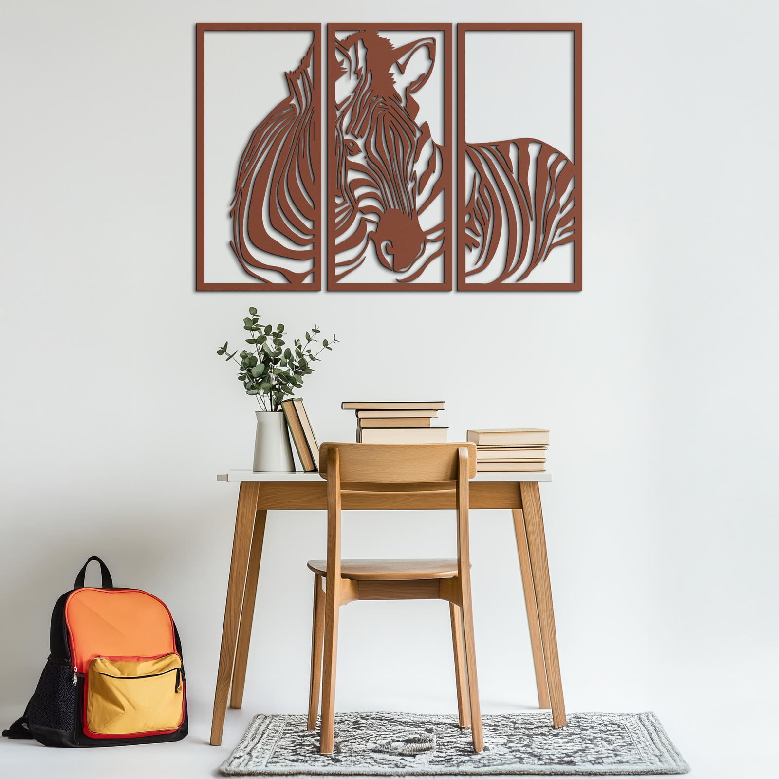 Zebra Panel Metal Wall Art - Steel Wall Decor for Home and Office - KAF014