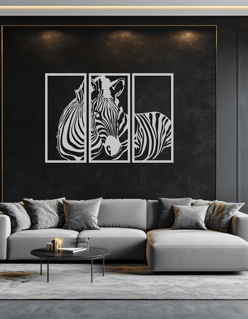 Load image into Gallery viewer, Zebra Panel Metal Wall Art - Steel Wall Decor for Home and Office - KAF014
