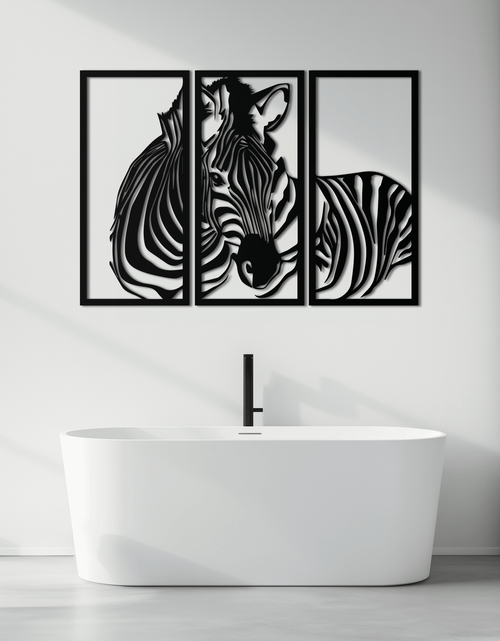 Load image into Gallery viewer, Zebra Panel Metal Wall Art - Steel Wall Decor for Home and Office - KAF014