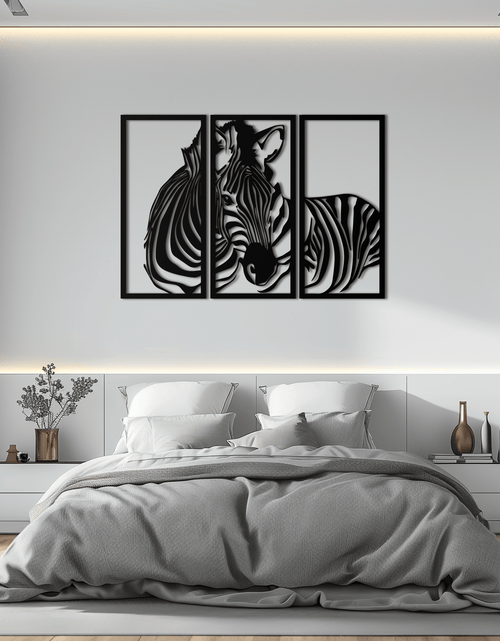 Load image into Gallery viewer, Zebra Panel Metal Wall Art - Steel Wall Decor for Home and Office - KAF014