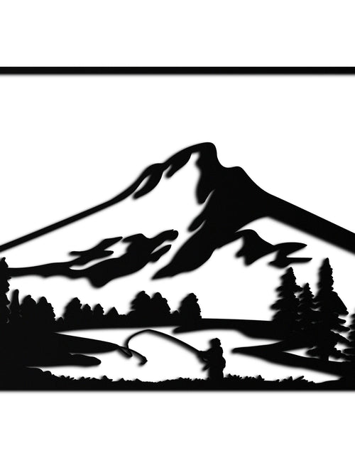Load image into Gallery viewer, Mountain Fishing Metal Wall Art - Steel Wall Decor for Home and Cabin - KAF017