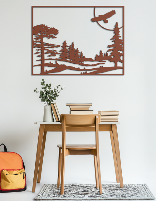 Load image into Gallery viewer, Forest Landscape Metal Wall Art - Steel Wall Decor for Home and Cabin - KAF018