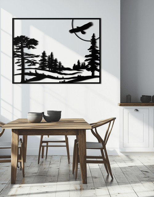 Load image into Gallery viewer, Forest Landscape Metal Wall Art - Steel Wall Decor for Home and Cabin - KAF018