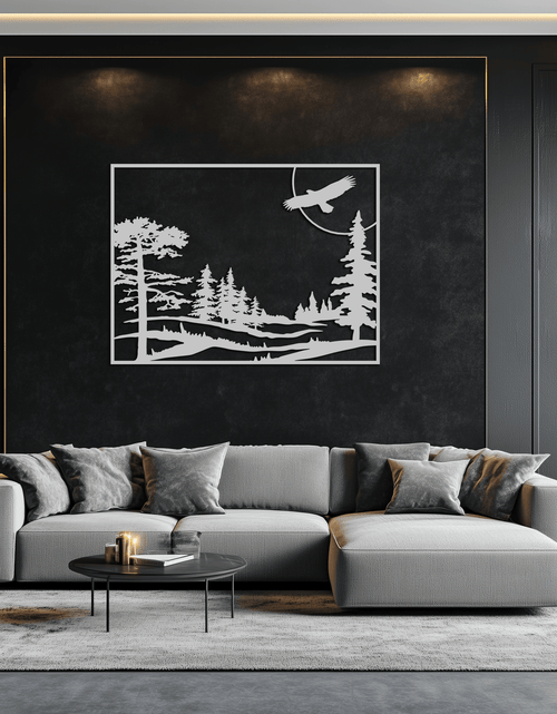 Load image into Gallery viewer, Forest Landscape Metal Wall Art - Steel Wall Decor for Home and Cabin - KAF018