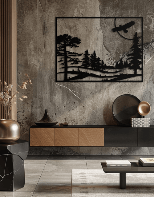 Load image into Gallery viewer, Forest Landscape Metal Wall Art - Steel Wall Decor for Home and Cabin - KAF018