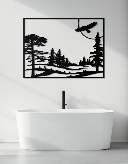 Load image into Gallery viewer, Forest Landscape Metal Wall Art - Steel Wall Decor for Home and Cabin - KAF018