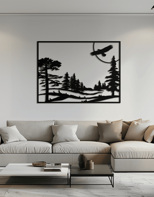 Load image into Gallery viewer, Forest Landscape Metal Wall Art - Steel Wall Decor for Home and Cabin - KAF018