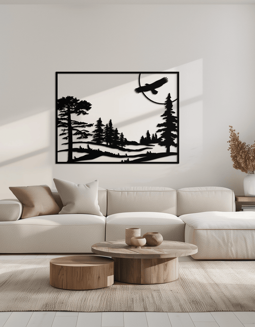 Load image into Gallery viewer, Forest Landscape Metal Wall Art - Steel Wall Decor for Home and Cabin - KAF018