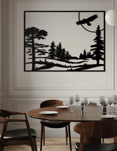 Load image into Gallery viewer, Forest Landscape Metal Wall Art - Steel Wall Decor for Home and Cabin - KAF018
