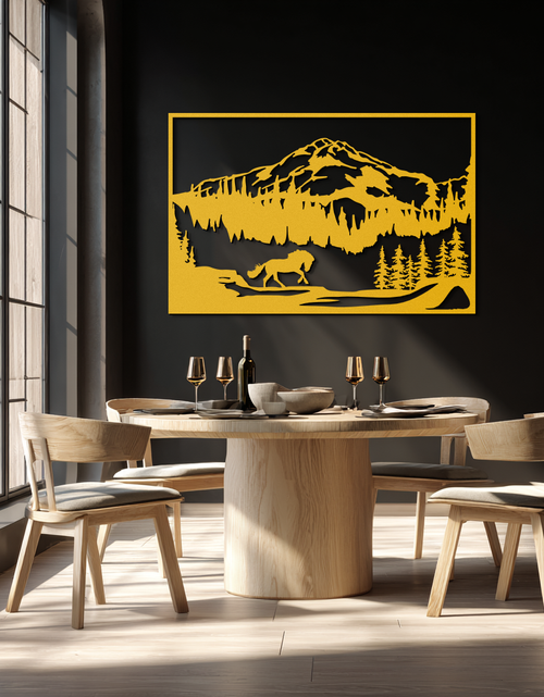 Load image into Gallery viewer, Mountain Horse Metal Wall Art - Steel Wall Decor for Home and Cabin - KAF019