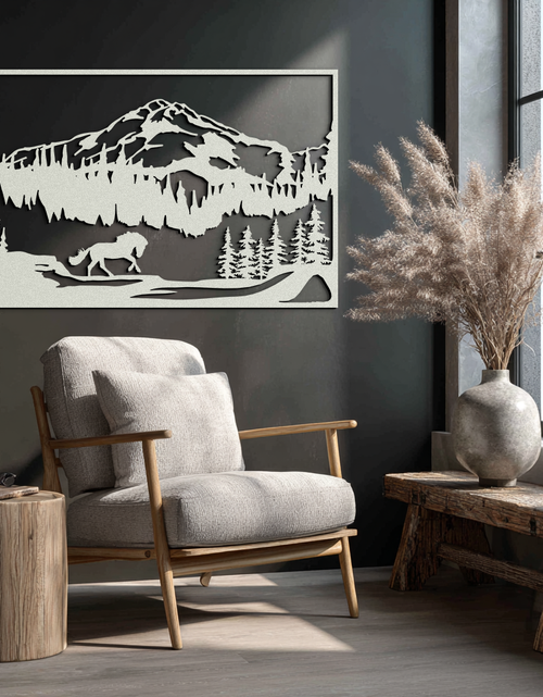 Load image into Gallery viewer, Mountain Horse Metal Wall Art - Steel Wall Decor for Home and Cabin - KAF019