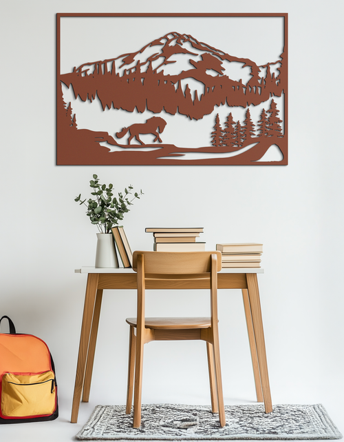 Load image into Gallery viewer, Mountain Horse Metal Wall Art - Steel Wall Decor for Home and Cabin - KAF019