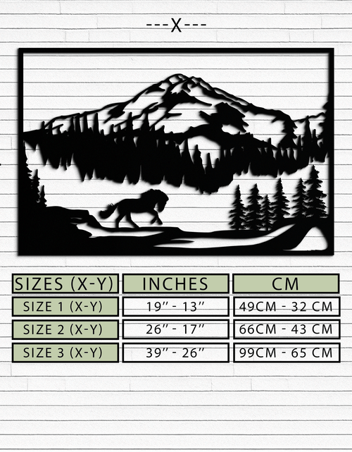 Load image into Gallery viewer, Mountain Horse Metal Wall Art - Steel Wall Decor for Home and Cabin - KAF019