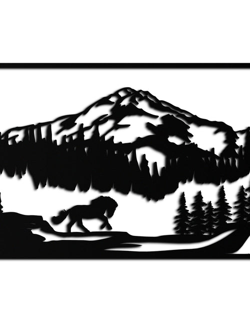 Load image into Gallery viewer, Mountain Horse Metal Wall Art - Steel Wall Decor for Home and Cabin - KAF019