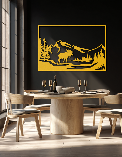 Load image into Gallery viewer, Mountain Moose Metal Wall Art - Steel Wall Decor for Home and Cabin - KAF020