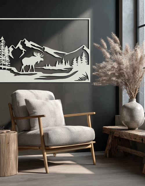 Load image into Gallery viewer, Mountain Moose Metal Wall Art - Steel Wall Decor for Home and Cabin - KAF020