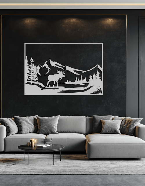 Load image into Gallery viewer, Mountain Moose Metal Wall Art - Steel Wall Decor for Home and Cabin - KAF020