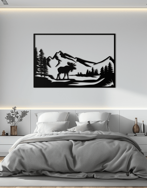 Load image into Gallery viewer, Mountain Moose Metal Wall Art - Steel Wall Decor for Home and Cabin - KAF020