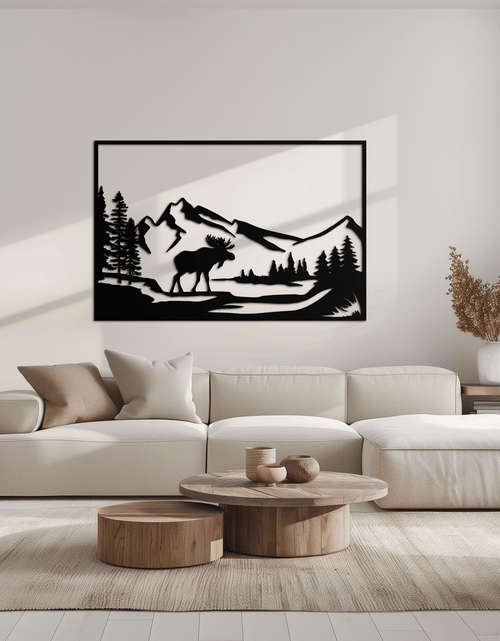 Load image into Gallery viewer, Mountain Moose Metal Wall Art - Steel Wall Decor for Home and Cabin - KAF020
