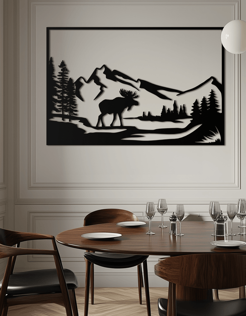 Load image into Gallery viewer, Mountain Moose Metal Wall Art - Steel Wall Decor for Home and Cabin - KAF020