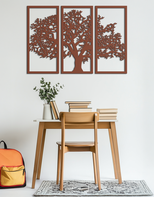 Load image into Gallery viewer, Tree of Life Metal Wall Art - Three-Panel Steel Wall Decor for Home and Office - KAF021