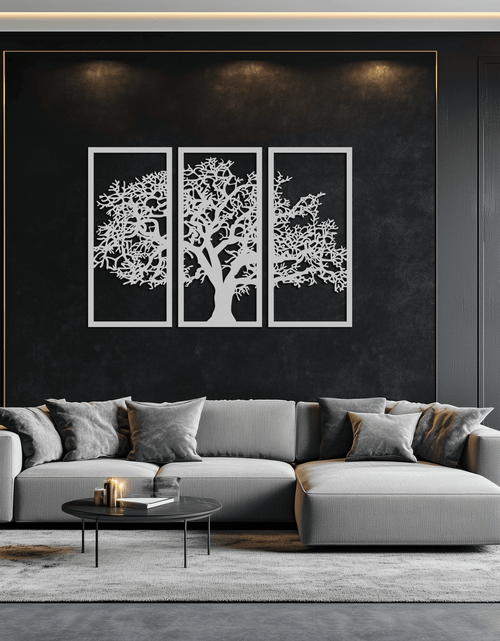 Load image into Gallery viewer, Tree of Life Metal Wall Art - Three-Panel Steel Wall Decor for Home and Office - KAF021