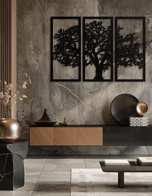 Load image into Gallery viewer, Tree of Life Metal Wall Art - Three-Panel Steel Wall Decor for Home and Office - KAF021