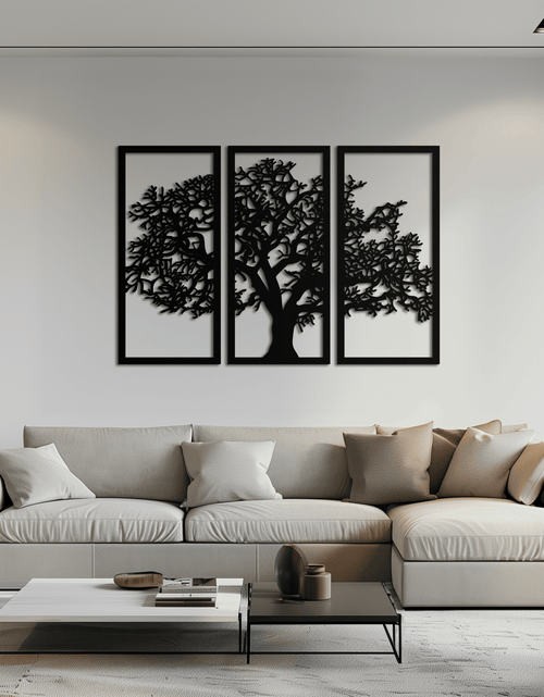 Load image into Gallery viewer, Tree of Life Metal Wall Art - Three-Panel Steel Wall Decor for Home and Office - KAF021
