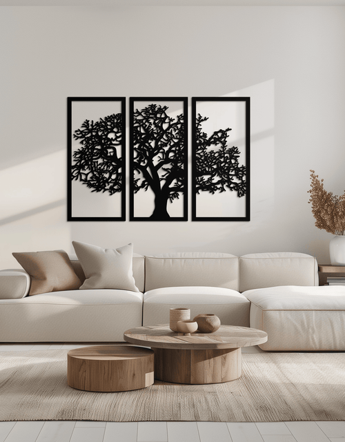 Load image into Gallery viewer, Tree of Life Metal Wall Art - Three-Panel Steel Wall Decor for Home and Office - KAF021