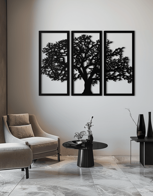Load image into Gallery viewer, Tree of Life Metal Wall Art - Three-Panel Steel Wall Decor for Home and Office - KAF021