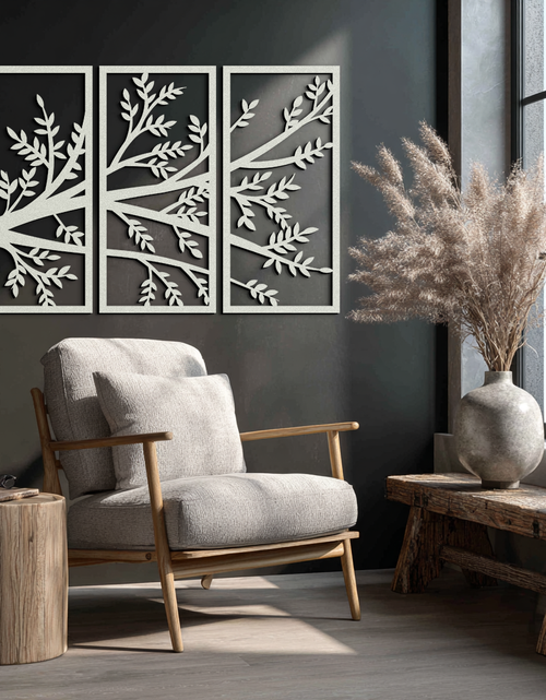 Load image into Gallery viewer, Branch Metal Wall Art - Three-Panel Nature-Inspired Steel Wall Decor - KAF024