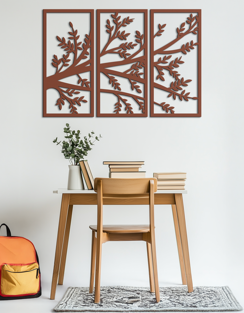 Load image into Gallery viewer, Branch Metal Wall Art - Three-Panel Nature-Inspired Steel Wall Decor - KAF024