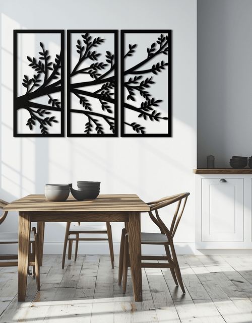 Load image into Gallery viewer, Branch Metal Wall Art - Three-Panel Nature-Inspired Steel Wall Decor - KAF024