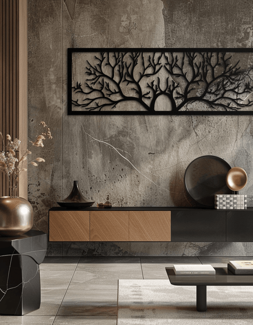 Load image into Gallery viewer, Tree of Life Metal Wall Art - Large Horizontal Steel Wall Decor - KAF025