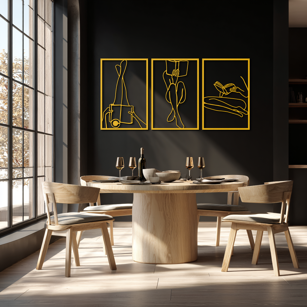 Reading Woman Metal Wall Art - Modern Minimalist Steel Wall Decor - KAF026